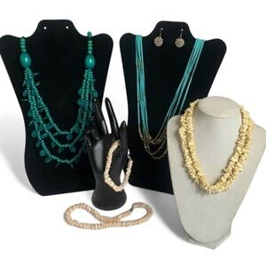 Beach Jewelry Lot 6 pc Shell Coconut Wood Leather